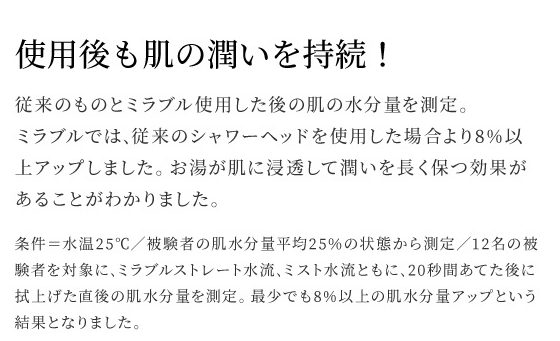 使用後も肌の潤いを持続！